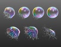 Realistic Soap Bubbles Explosion Transparent