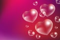 Realistic soap bubbles Heart-shaped. Drops of water in a heart shape. Valentines day, love, romance concept. Vector Royalty Free Stock Photo