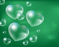 Realistic soap bubbles Heart-shaped. Drops of water in a shape. Valentines day, love, romance concept. Vecto Royalty Free Stock Photo