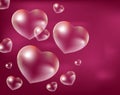 Realistic soap bubbles Heart-shaped. Drops of water in a shape. Valentines day Royalty Free Stock Photo