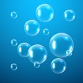 Realistic soap bubbles. Rainbow reflection bubbles isolated vector transparent illustration Royalty Free Stock Photo