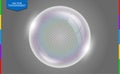 Realistic soap bubbles with rainbow reflection isolated on transparent background. Vector illustration Royalty Free Stock Photo