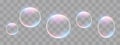 Realistic soap bubbles with rainbow reflection set isolated Royalty Free Stock Photo