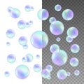 Realistic soap bubbles with rainbow reflection set vector illustration Royalty Free Stock Photo