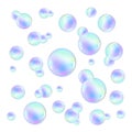 Realistic soap bubbles with rainbow reflection set vector illustration Royalty Free Stock Photo