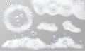 Realistic Soap foam with bubbles. Soap foam frame Royalty Free Stock Photo