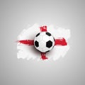 Realistic soccer ball on flag of England, made of brush strokes. Design element. Vector illustration. Isolated on white background Royalty Free Stock Photo