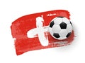 Realistic soccer ball on flag of Poland made of brush strokes. Vector football design element.