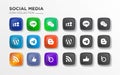 Realistic Social Media Logotype Collection. Popular Social Media Logo for Apps and Websites