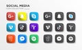 Realistic Social Media Logotype Collection. Popular Social Media Logo for Apps and Websites