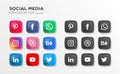 Realistic Social Media Logotype Collection. Popular Social Media Logo for Apps and Websites
