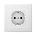 Realistic socket. 3d white plastic device for electric power. Isolated electrical equipment on wall Royalty Free Stock Photo