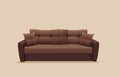 Realistic sofa in vector, home furniture