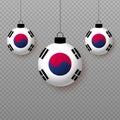 Realistic South Korea Flag with flying light balloons
