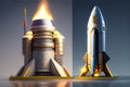 Realistic spaceship rocket design. AI Generative Illustration Graphic Design Art Icon Symbol Sign Logo