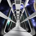 Realistic spaceship sci-fi corridor