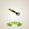 Realistic Spanner Element. Vector Illustration Of Realistic Wrench Isolated On Clean Background. Can Be Used As Wrench