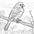 Realistic Sparrow Coloring Page For Toddlers