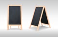 Realistic special menu announcement board icon set. Vector clean restaurant outdoor blackboard background. Mockup of