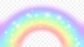 Realistic spectrum rainbow on transparent background. Colorful circular arc of rain bow. Vector Royalty Free Stock Photo