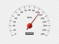 Realistic speedometer. Car odometer speed counter dial meter rpm motor miles measuring scale white engine meter concept Royalty Free Stock Photo