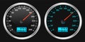 Realistic speedometer. Realistic glossy rounded buttons with speedometer. Vector illustration Royalty Free Stock Photo