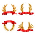 Realistic Spikelet Wreaths With Ribbons