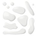 Realistic Spilled Milk Puddle Drips Set On White Royalty Free Stock Photo