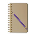 Realistic spiral notepad. Blank mockup for design. Realistic sketchbook with a simple pencil. Vector EPS 10 illustration Royalty Free Stock Photo