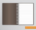 Realistic spiral notepad blank on transparent background. Vector Royalty Free Stock Photo