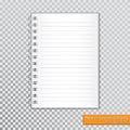 Realistic spiral notepad blank on transparent background. Vector