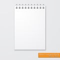 Realistic spiral notepad blank on white background. Vector