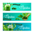 Spirulina Realistic Horizontal Banners