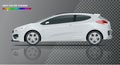 Realistic sportcar or hatchback vehicle. SUV car set on transparent background