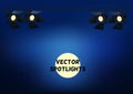 Realistic Spotlights. Light Effect. Scene, Studio, Show. Vector Illustration.