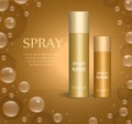 Realistic spray package template for your design. Deodorant vial mock-up product.