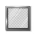 Realistic square black frame with transparent background for photo or picture. Vector illustration isolated on white background Royalty Free Stock Photo