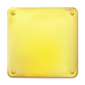 Realistic square light golden plate with gold bolt or screws isolated. Vector