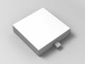 Realistic Square Package Blank white Cardboard Sliding Box on grey background. For small items, matches, and other things.