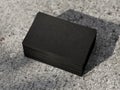 Realistic stack of black Business Cards Mockup on the concrete background