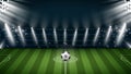 Realistic stadium with football match and light Royalty Free Stock Photo