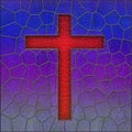 Realistic stained glass cross window panel