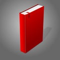 Realistic standing red blank hardcover book with