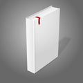 Realistic standing white blank hardcover book with