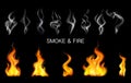 Realistic Steam Smoke Fire Flame Icon Set Royalty Free Stock Photo