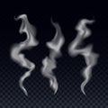 Realistic Steam Smoke Waves Set. Vector Template Transparent Texture of Cigarette Smoke. Hot Steam Illustration Concept Royalty Free Stock Photo