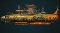 Realistic Steampunk Submarine Canvas Art With Hyper-detailed Renderings
