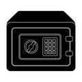 Realistic Steel safe.Safe under combination lock. Metal box is hard to open.Detective single icon in blake style vector
