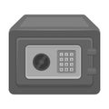 Realistic Steel safe.Safe under combination lock. Metal box is hard to open.Detective single icon in monochrome style