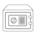Realistic Steel safe.Safe under combination lock. Metal box is hard to open.Detective single icon in outline style